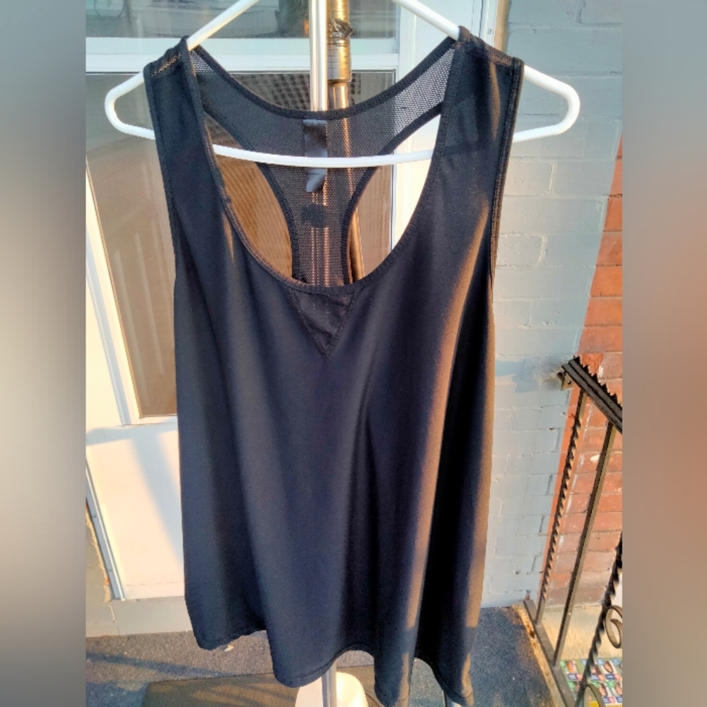 Black blouse floral/workout top by Active wear